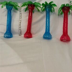 Tropical Palm Tree Plastic Drink Tumblers Set of 4 NWT
